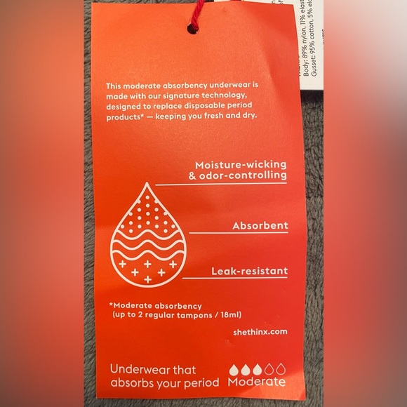 THINX‎ NWT SIZE L Moderate Hiphugger Black - Picture 4 of 7